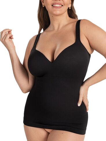 SHAPERMINT Sweetheart Cami with Built-In Bra for Women, Wireless Camisole Tank Top, Tummy Shapewear, Small to Plus Size in Kuwait