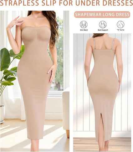 Strapless Slip for Under Dresses Full Slip Shapewear Dress for Women Tummy Control Seamless dress in Saudi Arabia
