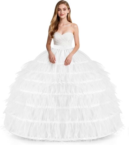 Ieuan Upgraded Enlarged Full White Ball Gown 7 Hoops Wedding Accessories Petticoat Underskirt Slips in Saudi Arabia