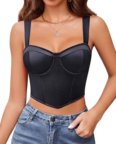 Avidlove مشد القمم للنساء مثير الخامس الرقبة بوستير مع Underwired Bralette ملابس الحفلات الموسيقية قطع علوية بدون أكمام in Kuwait