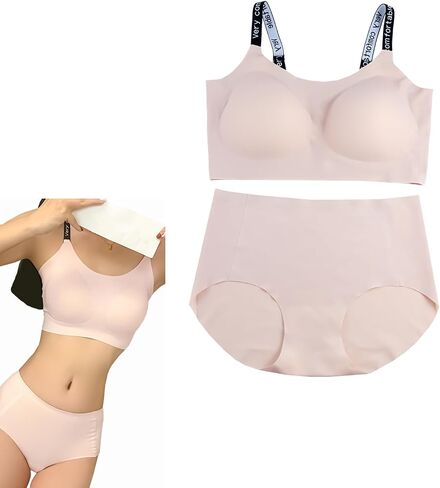 Bra and Panty Set,Lingerie for Women,Seamless Bras,Adjustable Wide Straps,Underwear Set for Daily,Gift in Kuwait