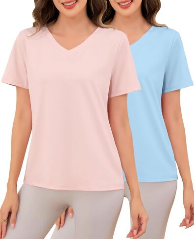 Lovasy Womens Pajama Tops Short Sleeve V-Neck Sleep Shirt Soft Casual T-Shirt Sleepwear Blouse S-3XL in Kuwait