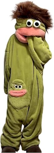 Silly Onesie Funny Frog Onesie Plush Fleece Hooded One Piece Pajamas, Cozy Home Loungewear (No Shoes Included) in Saudi Arabia