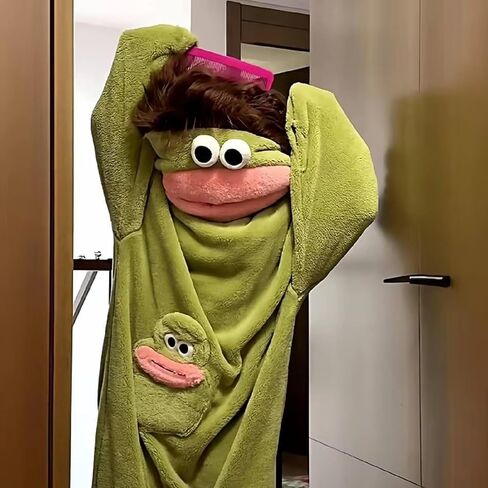 Silly Onesie Funny Frog Onesie Plush Fleece Hooded One Piece Pajamas, Cozy Home Loungewear (No Shoes Included) in Saudi Arabia