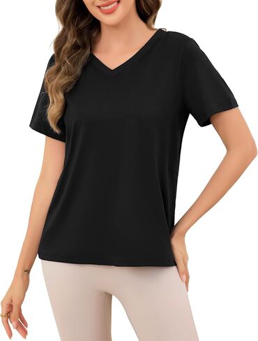 Lovasy Womens Pajama Tops Short Sleeve V-Neck Sleep Shirt Soft Casual T-Shirt Sleepwear Blouse S-3XL in Kuwait