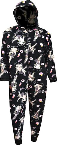 Womens Betty Boop Black Plush Hooded Onesie Pajama in Saudi Arabia