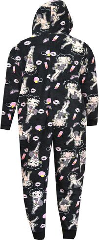 Womens Betty Boop Black Plush Hooded Onesie Pajama in Saudi Arabia