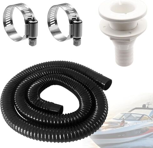 1-1/8-Inch Bilge Pump Hose Dia Plumbing Kit,Bilge Pump Installation Kit-6 FT Premium Quality Kink-free Flexible PVC Hose (Black),1-1/8 Inch ABS Thru-Hull Fitting,2 Hose Clamps O-098 in Saudi Arabia