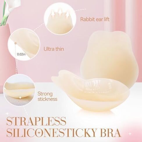 BOOSINI Sticky Bra-Push Up Adhesive Backless Strapless Bra for Women Reusable Silicone Nipple Covers in Saudi Arabia