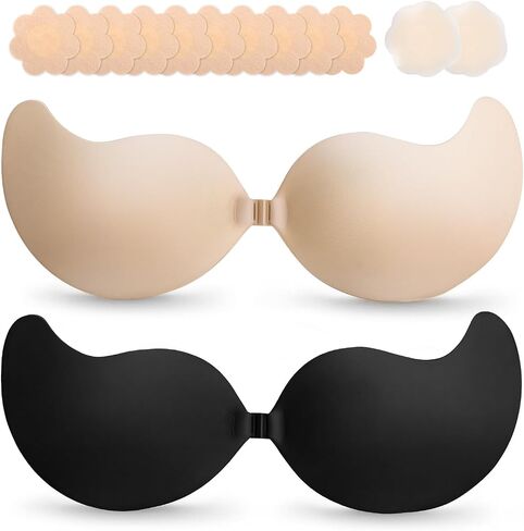 Cmojsk Strapless Sticky Push-Up Bra for Women,Adhesive Invisible Backless Nipple Covers in Saudi Arabia