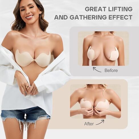 Cmojsk Strapless Sticky Push-Up Bra for Women,Adhesive Invisible Backless Nipple Covers in Saudi Arabia