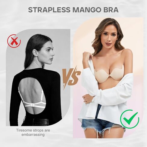 Cmojsk Strapless Sticky Push-Up Bra for Women,Adhesive Invisible Backless Nipple Covers in Saudi Arabia