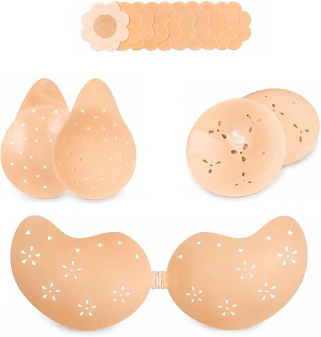 Breathable Adhesive Bra for Women, Invisible Push Up Sticky Bra for Summer Outfits in Saudi Arabia