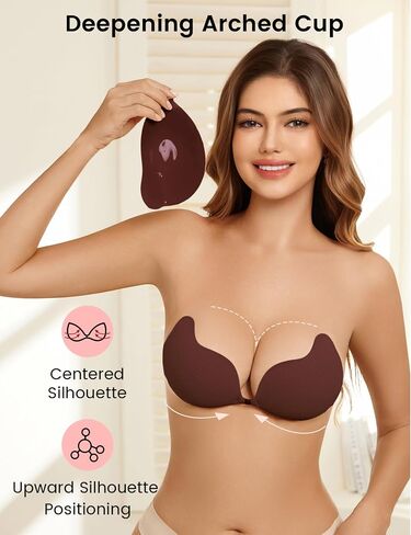Rosefly Strapless Bras for Women, Sticky Push up, Backless Bra, Invisible Seamless No Show Reusable Stick on for Dress in Kuwait