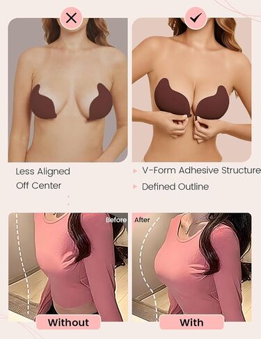 Rosefly Strapless Bras for Women, Sticky Push up, Backless Bra, Invisible Seamless No Show Reusable Stick on for Dress in Kuwait