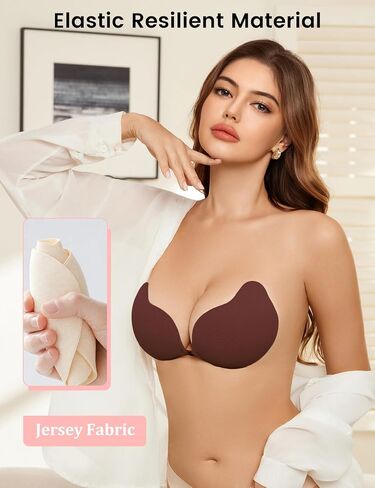 Rosefly Strapless Bras for Women, Sticky Push up, Backless Bra, Invisible Seamless No Show Reusable Stick on for Dress in Kuwait