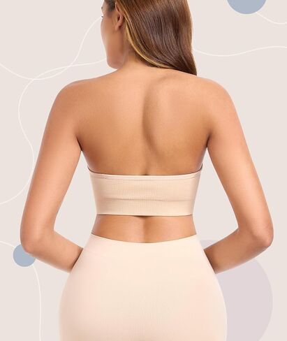 Strapless Bras for Women Non-Slip Padded Bandeau Bra Wireless Tube Top Bra Including Clear Straps in Saudi Arabia