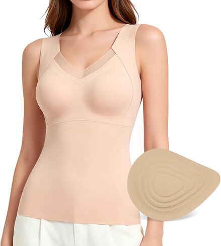 Lervanla Seamless Plus Size Matectomy Bra Camisole, Wire-Free Tank Top with Breast Forms, Prothesis Pocket Bra in Saudi Arabia