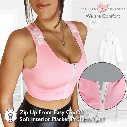Brilliant Contours Post Surgical Compression Bra: Front Zip, Wirefree & Adjustable for Mastectomy & Breast Surgery Recovery in Saudi Arabia