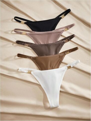 SweatyRocks Women's 5 Pack Thong Panties Ring Low Rise Breathable Cheeky Underwear in Kuwait
