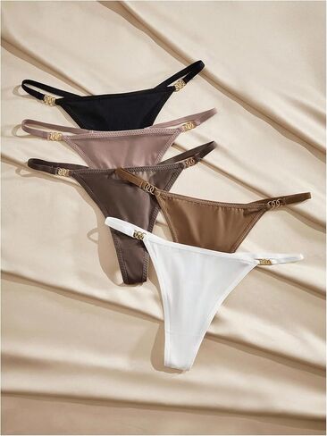 SweatyRocks Women's 5 Pack Thong Panties Ring Low Rise Breathable Cheeky Underwear in Kuwait