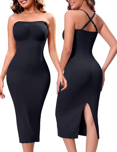 Strapless Shapewear Slip for Women, Tummy Control Full Slip Dress, Seamless Back Slit Body Shaper in Kuwait