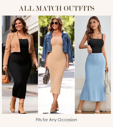 Strapless Shapewear Slip for Women, Tummy Control Full Slip Dress, Seamless Back Slit Body Shaper in Kuwait