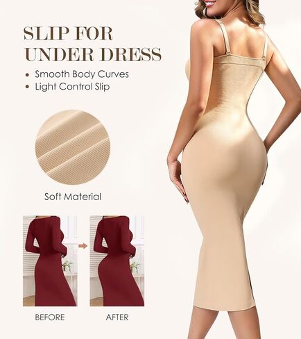 Strapless Shapewear Slip for Women, Tummy Control Full Slip Dress, Seamless Back Slit Body Shaper in Kuwait