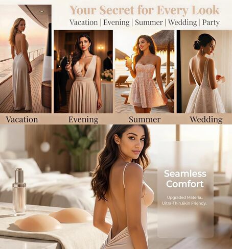 Women Nipple Covers Sticky Push up Adhesive Bra Ultra-Thin Added Lift Seamless Strapless Backless Wear in Saudi Arabia