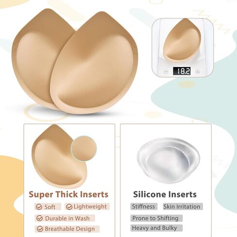 Nimiah Super Thick Push-up Inserts - 2 Pairs Sew in Bra Cups for Dress Breast Enhancer Add Cleavage in Swimsuit Sports Tops in Kuwait