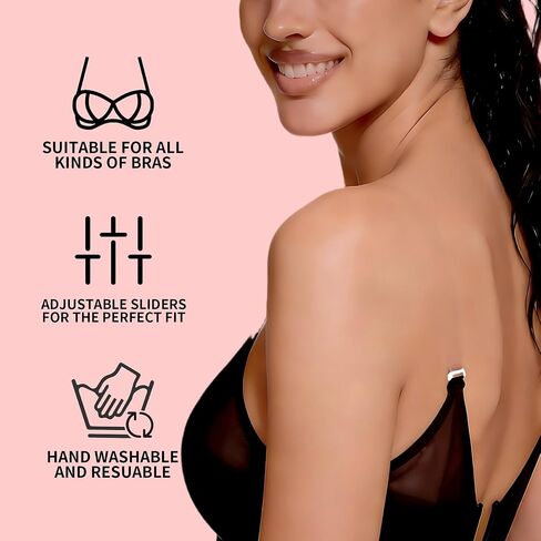 3 Pairs Clear Bra Straps + 12 PCS Bra Strap Clips, Adjustable/Thickened/Invisible/Transparent/Non-Slip Bra Straps in Kuwait