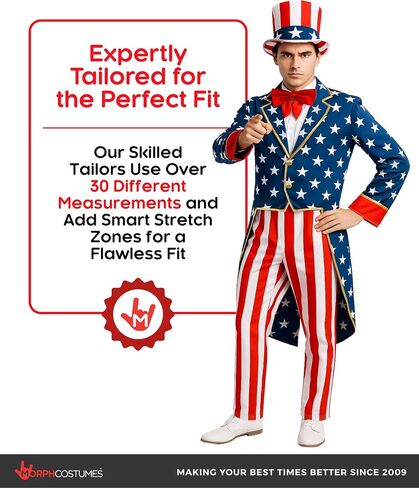 Morph Uncle Sam Costume Adult, American Flag Suit Men, Uncle Sam Halloween Costume, Halloween Costumes For Men in Kuwait