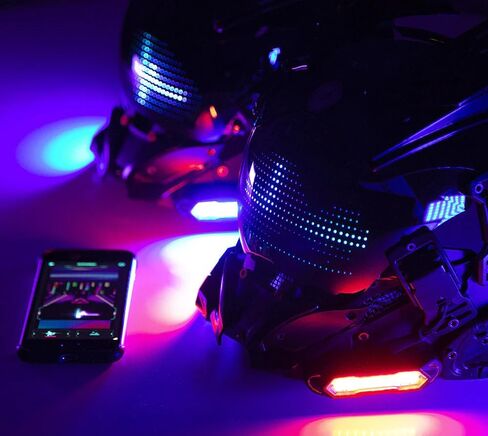 Cyberpunk LED Mask with Bluetooth App Control – Futuristic Cosplay Mask for Adult, Programmable RGB Light Mask for Party Rave Music Festival, Cyber Gothic Helmet Style Techwear Accessory (Black) in Saudi Arabia