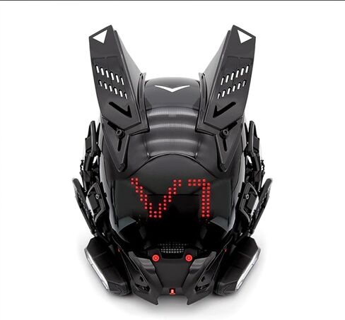 Cyberpunk LED Mask with Bluetooth App Control – Futuristic Cosplay Mask for Adult, Programmable RGB Light Mask for Party Rave Music Festival, Cyber Gothic Helmet Style Techwear Accessory (Black) in Saudi Arabia