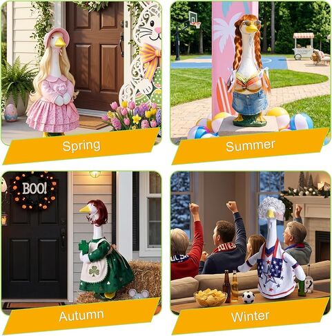4Pcs Porch Goose Wigs Set Porch Goose Outfits Accessories for Outdoor Statue Accessories Garden Patio Yard Goosey Decoration (4PCS Wigs) in Kuwait