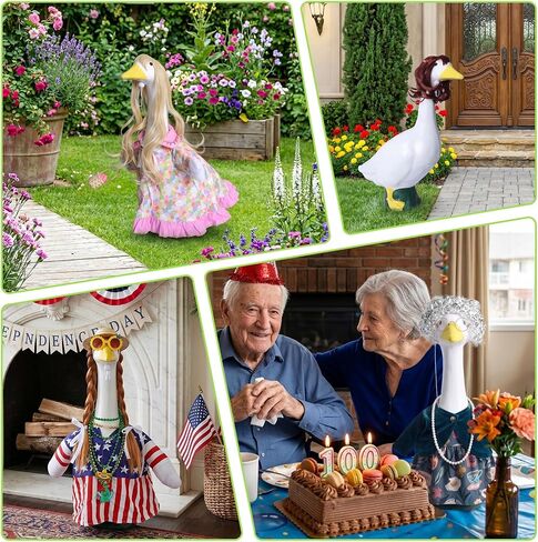 4Pcs Porch Goose Wigs Set Porch Goose Outfits Accessories for Outdoor Statue Accessories Garden Patio Yard Goosey Decoration (4PCS Wigs) in Saudi Arabia