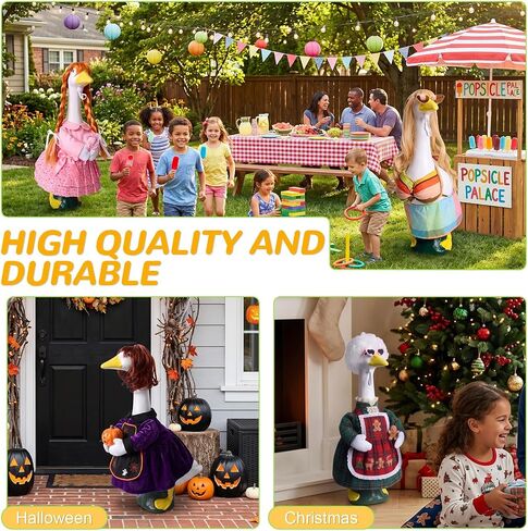 4Pcs Porch Goose Wigs Set Porch Goose Outfits Accessories for Outdoor Statue Accessories Garden Patio Yard Goosey Decoration (4PCS Wigs) in Kuwait