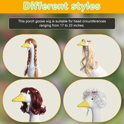4Pcs Porch Goose Wigs Set Porch Goose Outfits Accessories for Outdoor Statue Accessories Garden Patio Yard Goosey Decoration (4PCS Wigs) in Kuwait