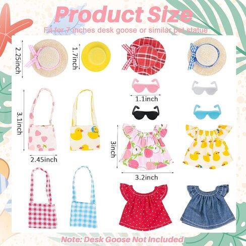 4 Sets 7 Inches Desk Goose Outfits Summer Desk Goose Clothes with Felt Hats, Sunglasses, Mini Bags, and Cute T-Shirts, Funny Desktop Goose Accessories in Saudi Arabia