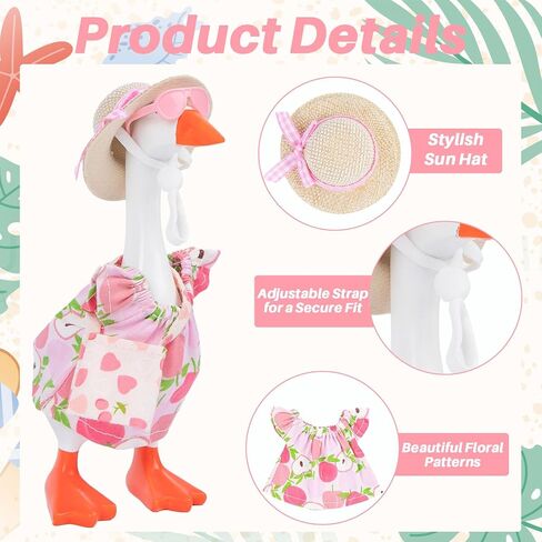 4 Sets 7 Inches Desk Goose Outfits Summer Desk Goose Clothes with Felt Hats, Sunglasses, Mini Bags, and Cute T-Shirts, Funny Desktop Goose Accessories in Saudi Arabia