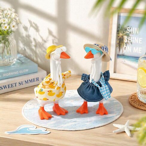 4 Sets 7 Inches Desk Goose Outfits Summer Desk Goose Clothes with Felt Hats, Sunglasses, Mini Bags, and Cute T-Shirts, Funny Desktop Goose Accessories in Saudi Arabia