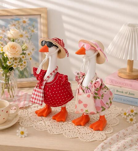 4 Sets 7 Inches Desk Goose Outfits Summer Desk Goose Clothes with Felt Hats, Sunglasses, Mini Bags, and Cute T-Shirts, Funny Desktop Goose Accessories in Saudi Arabia