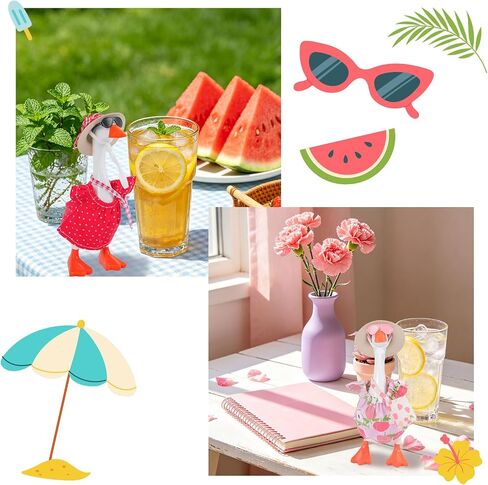 4 Sets 7 Inches Desk Goose Outfits Summer Desk Goose Clothes with Felt Hats, Sunglasses, Mini Bags, and Cute T-Shirts, Funny Desktop Goose Accessories in Saudi Arabia