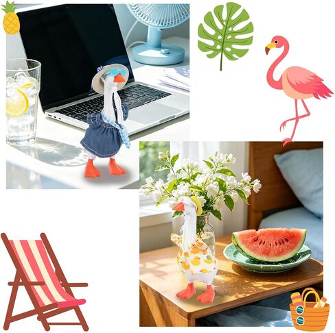 4 Sets 7 Inches Desk Goose Outfits Summer Desk Goose Clothes with Felt Hats, Sunglasses, Mini Bags, and Cute T-Shirts, Funny Desktop Goose Accessories in Saudi Arabia