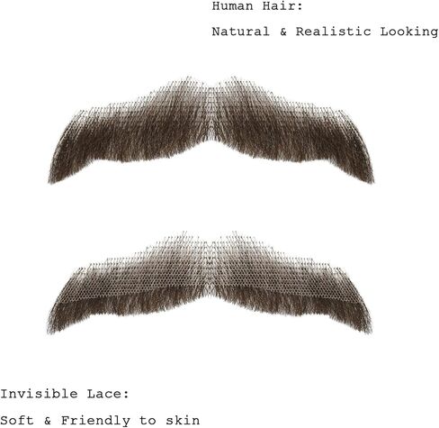 Realistic Human Hair Fake Beard and Mustache for Men Hand Tied Invisible Lace Facial Hair for Cosplay Costume Party in Saudi Arabia