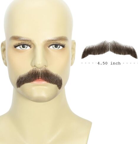 Realistic Human Hair Fake Beard and Mustache for Men Hand Tied Invisible Lace Facial Hair for Cosplay Costume Party in Saudi Arabia