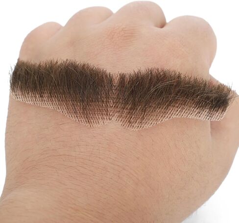 Realistic Human Hair Fake Beard and Mustache for Men Hand Tied Invisible Lace Facial Hair for Cosplay Costume Party in Saudi Arabia