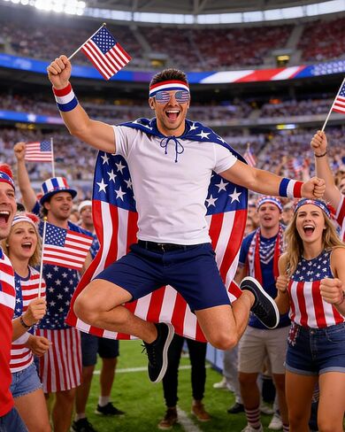 5 PCS American Flag Costume,4th of July Accessories USA Flag/Cape/Glasses/Headband,250th Anniversary USA Costume in Saudi Arabia