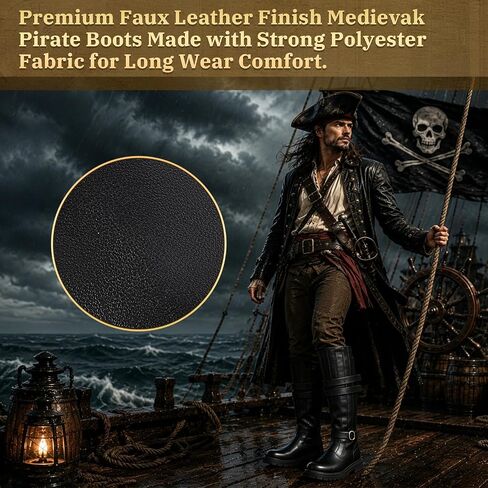 Pirate Boots Mens Knight Boots Medieval Renaissance Black Zipper Tall Cosplay Boot Halloween Costume Shoes in Saudi Arabia