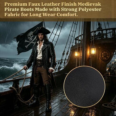 Pirate Boots Mens Knight Boots Medieval Renaissance Black Zipper Tall Cosplay Boot Halloween Costume Shoes in Saudi Arabia